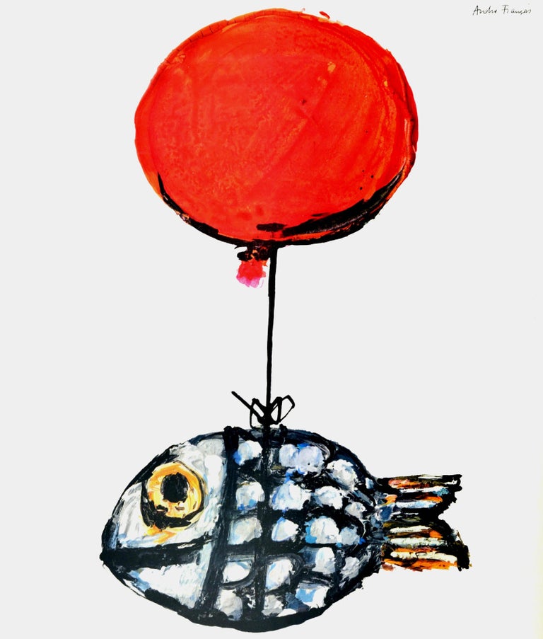 Original Vintage Car Poster Citroen DS ID19 Hydropneumatique Balloon Fish Design In Good Condition In London, GB