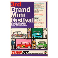 Original Vintage Car Poster Grand Mini Festival Brands Hatch Mod Sixties Design
