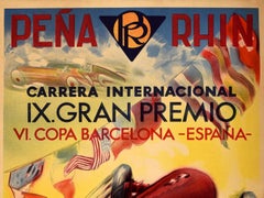 Original Vintage Car Racing Poster Motor Sport Penya Rhin Grand Prix Gran Premio