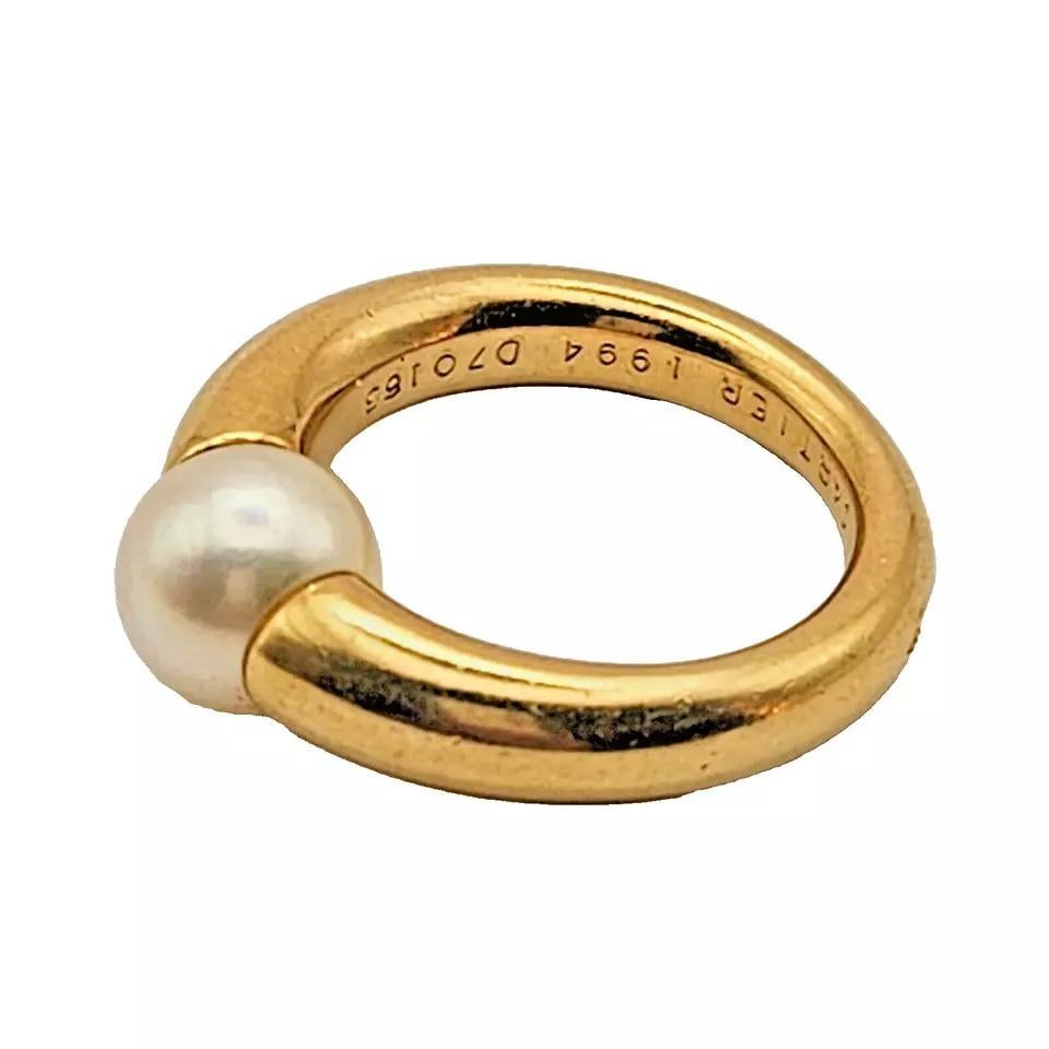 Original Anillo Vintage Cartier Paris Perla de oro amarillo de 18 quilates y perla natural 6