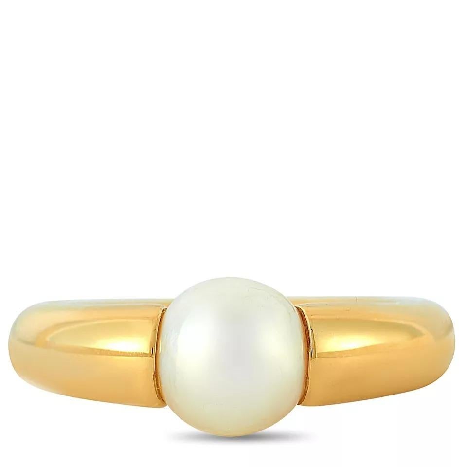 Original Anillo Vintage Cartier Paris Perla de oro amarillo de 18 quilates y perla natural 7