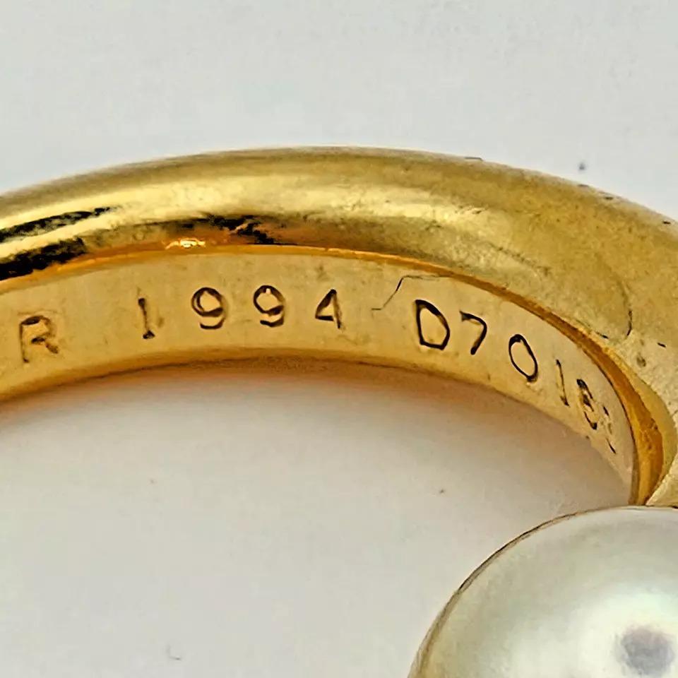 Original Anillo Vintage Cartier Paris Perla de oro amarillo de 18 quilates y perla natural en Excelente Estado en Kenley surrey, GB