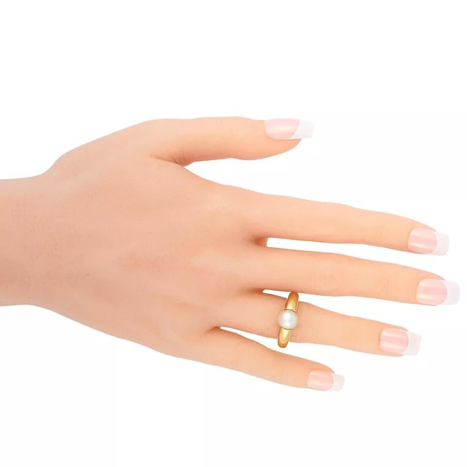 Original Anillo Vintage Cartier Paris Perla de oro amarillo de 18 quilates y perla natural 5