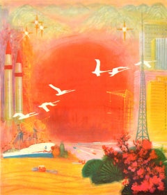 Original Vintage Chinese Communist Party Propaganda Poster Four Modernisations