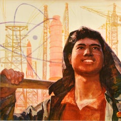 Original Vintage Chinese Propaganda Poster Four Modernisations China Industrial