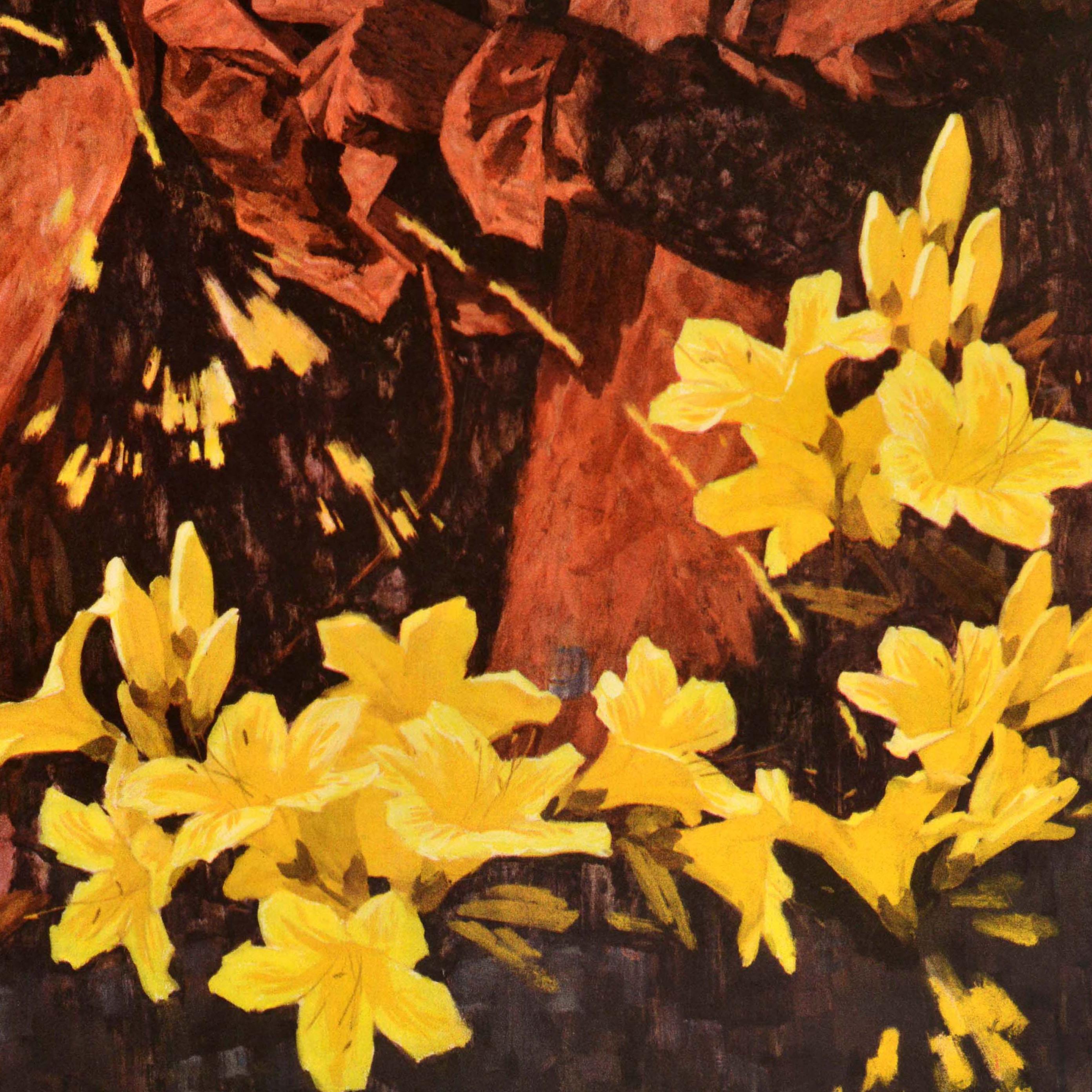 Fine XX secolo Poster di propaganda cinese originale d'epoca che fonde l'acciaio con le scintille dei fiori in vendita