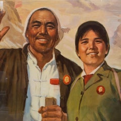 Original Vintage Chinese Propanda Poster, Go Among the Workers..., 1970