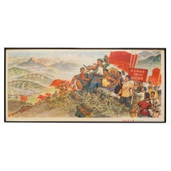 Poster originale cinese d'epoca di Propanda, Lezioni da Dazhai, 1960