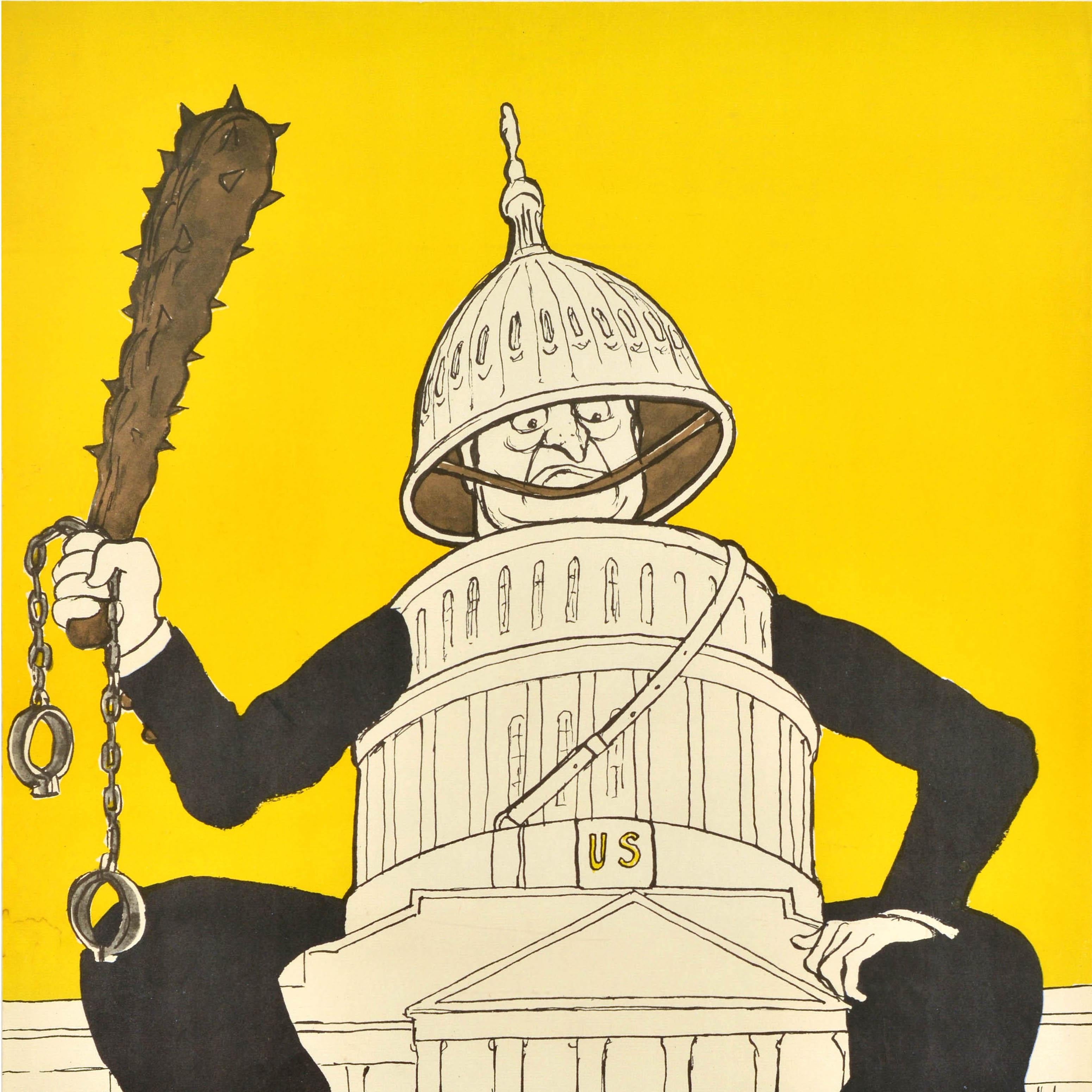 Russo Poster di propaganda sovietica originale della guerra fredda USA Democrazia Polizia Violenza in vendita