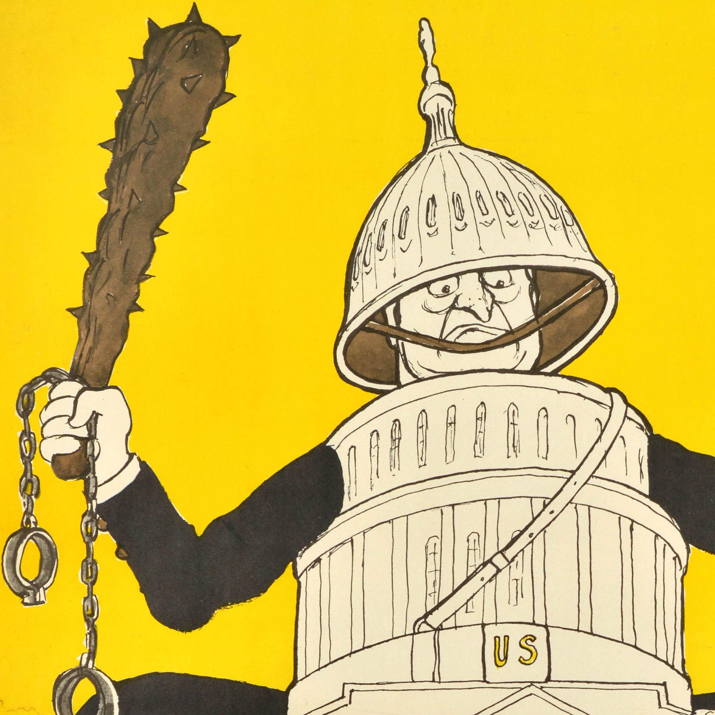 Fine XX secolo Poster di propaganda sovietica originale della guerra fredda USA Democrazia Polizia Violenza in vendita