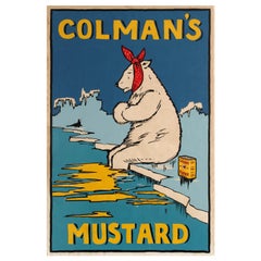 Original Antique Colman's Mustard Advertising Poster Polar Bear Seal Cold Cure