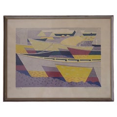 Lithographie couleur originale d'époque, Båtparad de Waldemar Lorentzon, 1953