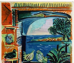 Original Vintage Cote D'Azur Travel Poster by Picasso French Riviera Sea View