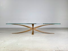 Original Vintage Couchtisch Michel Mangematin Bronze Glas 1960er Jahre, Couchtisch