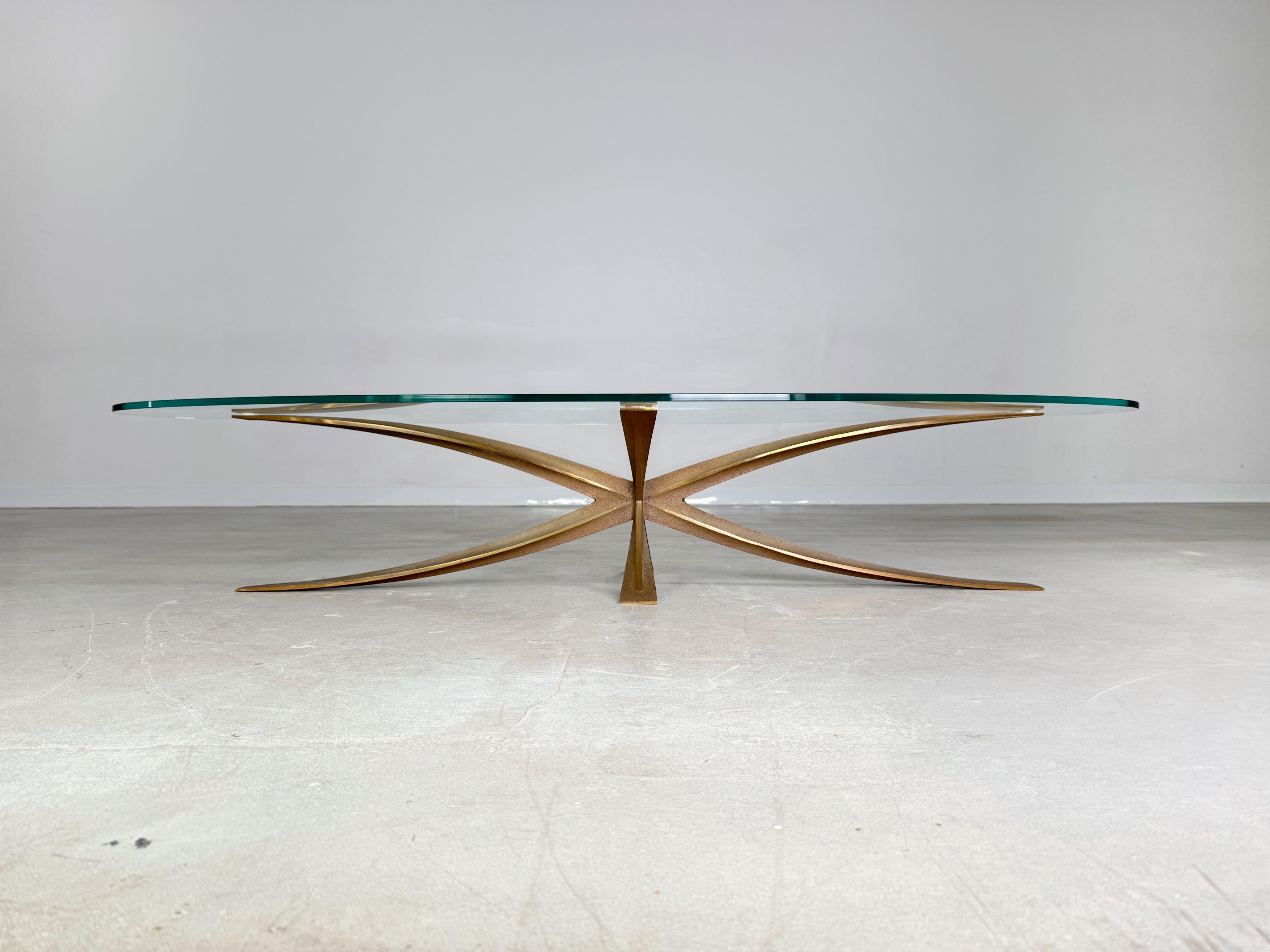 Original Vintage Couchtisch Michel Mangematin Bronze Glas 1960er Jahre, Couchtisch im Angebot 2