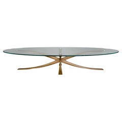 Verre original vintage Couchtisch Michel Mangematin Bronze 1960er