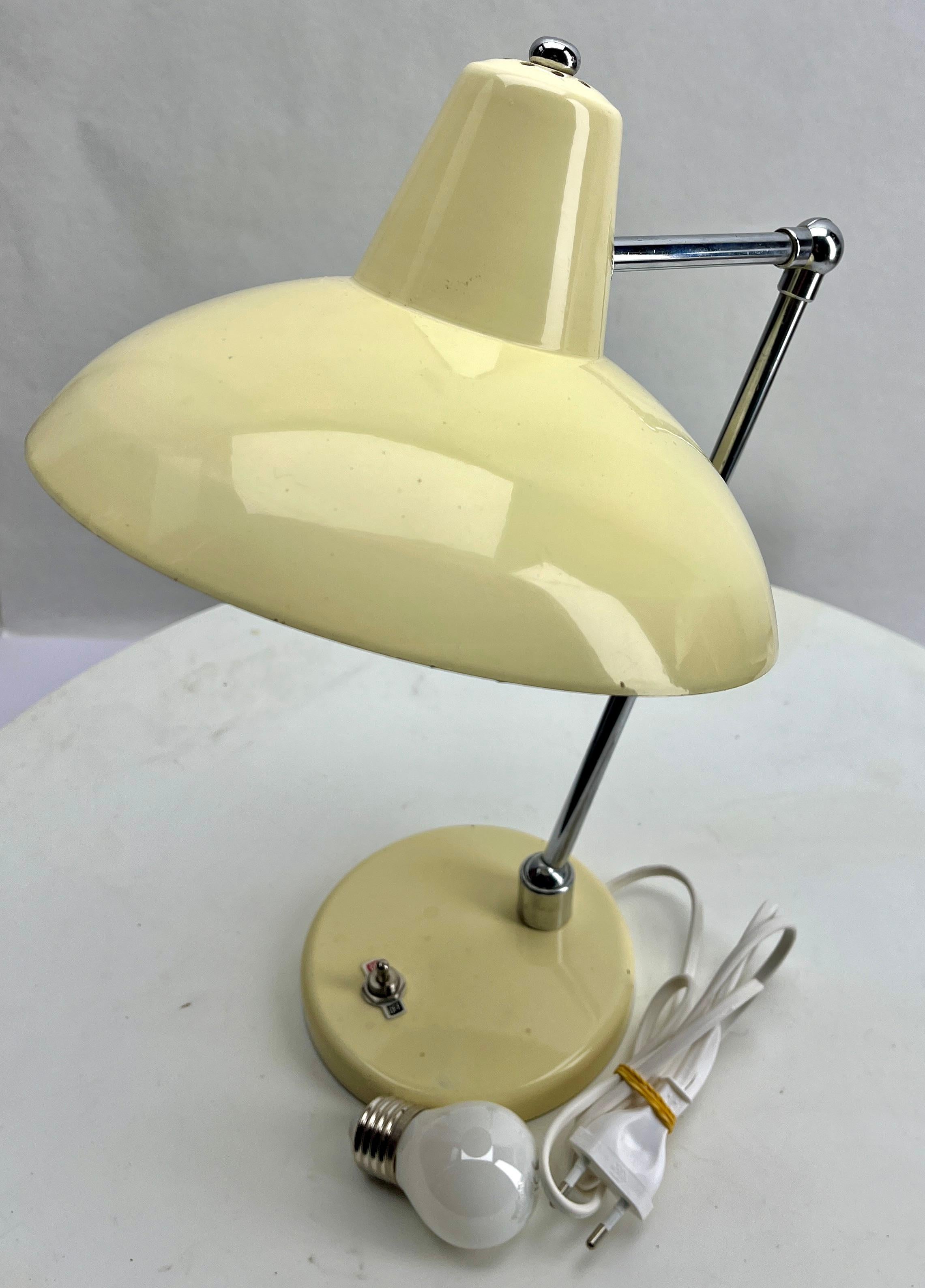 German Original Vintage Creme Adjustable Desk/Side Table Lamp 1950s For Sale