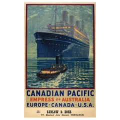 Original Vintage Cruise Ship Travel Poster Canadian Pacific Empress Of Australia