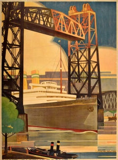 Original Vintage Cruise Ship Travel Poster Picturesque Holland Machiel Wilmink