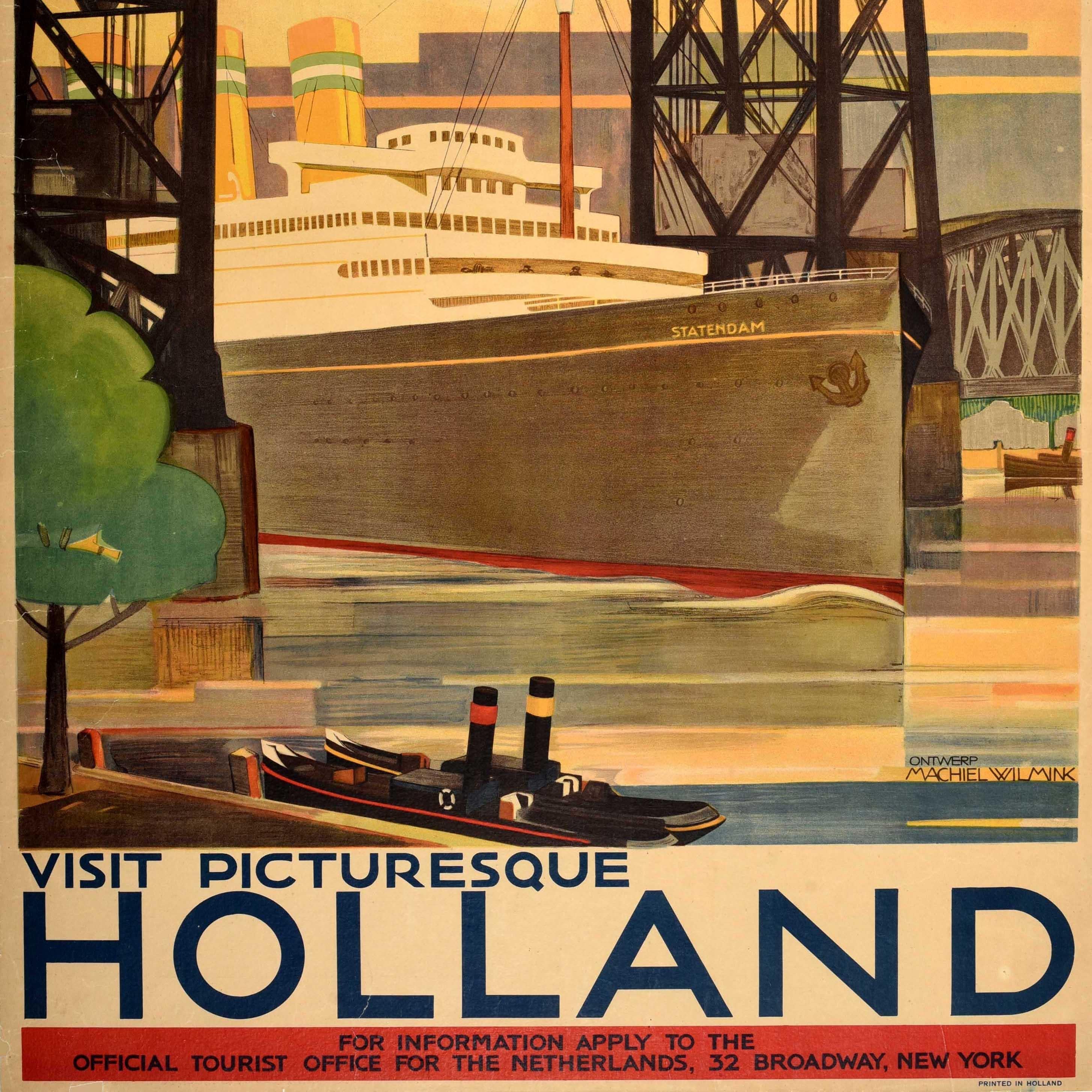 Original Vintage Cruise Ship Travel Poster Picturesque Holland Machiel Wilmink In Good Condition In London, GB
