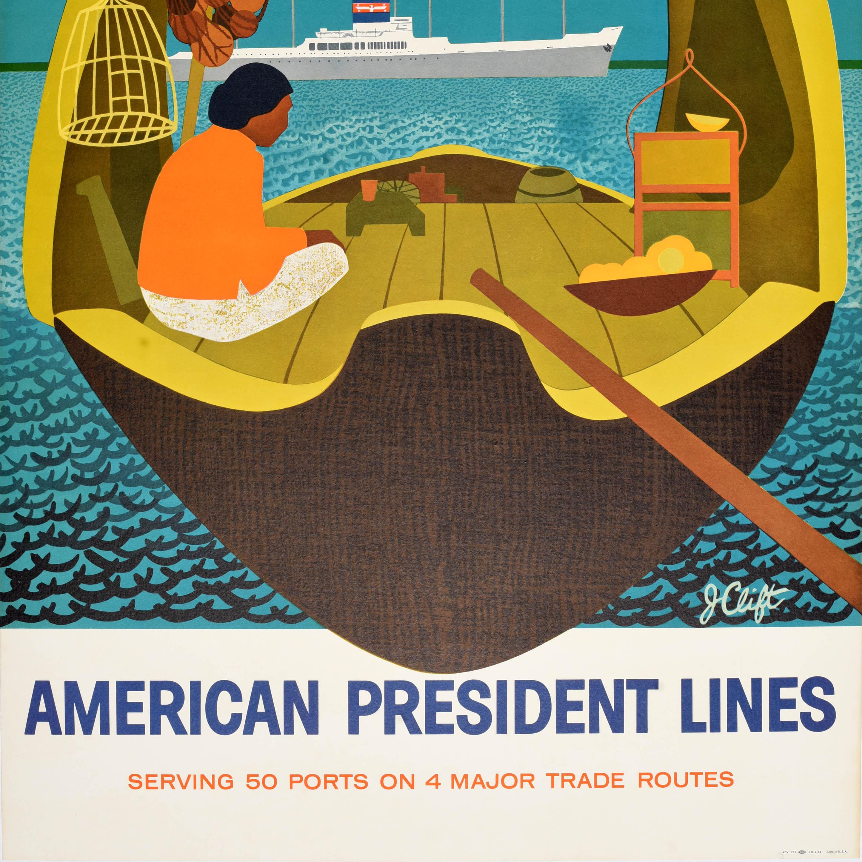 Original Vintage Cruise Ship Travel Poster Singapur American President Lines im Zustand „Gut“ im Angebot in London, GB