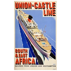 Poster pubblicitario d'epoca per crociere Union Castle Line Africa
