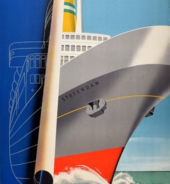Original Vintage Cruise Travel Poster Holland America Line S.S. Statendam