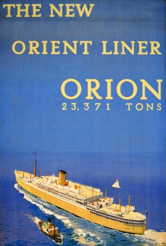 Original Vintage Cruise Travel Poster Orient Steam Navigation Line RMS Orion