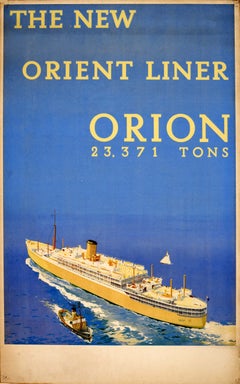 Original Vintage Cruise Travel Poster Orient Steam Navigation Line RMS Orion