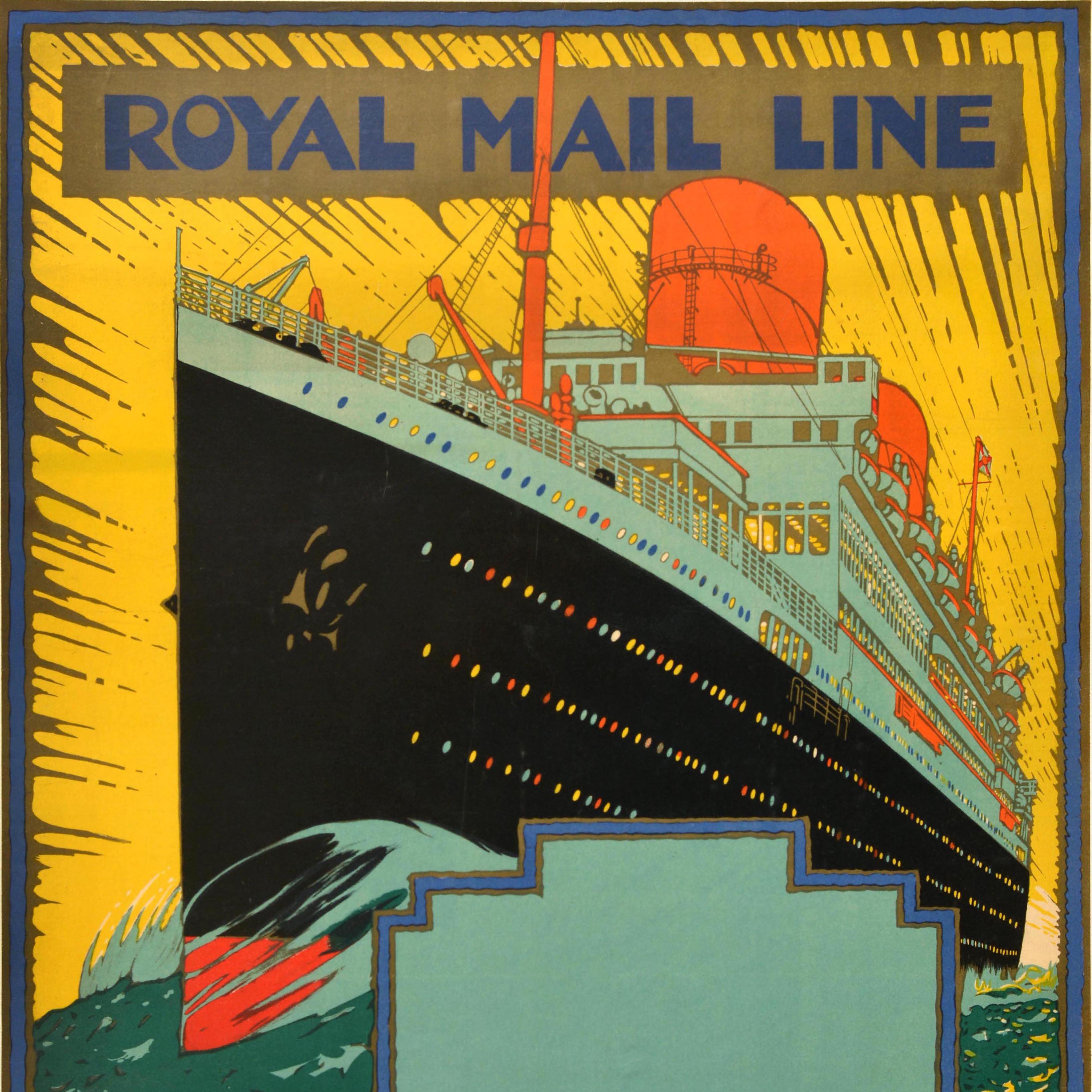 Art déco Affiche originale de voyage de croisière Royal Mail Line Art Déco Kenneth Shoesmith en vente