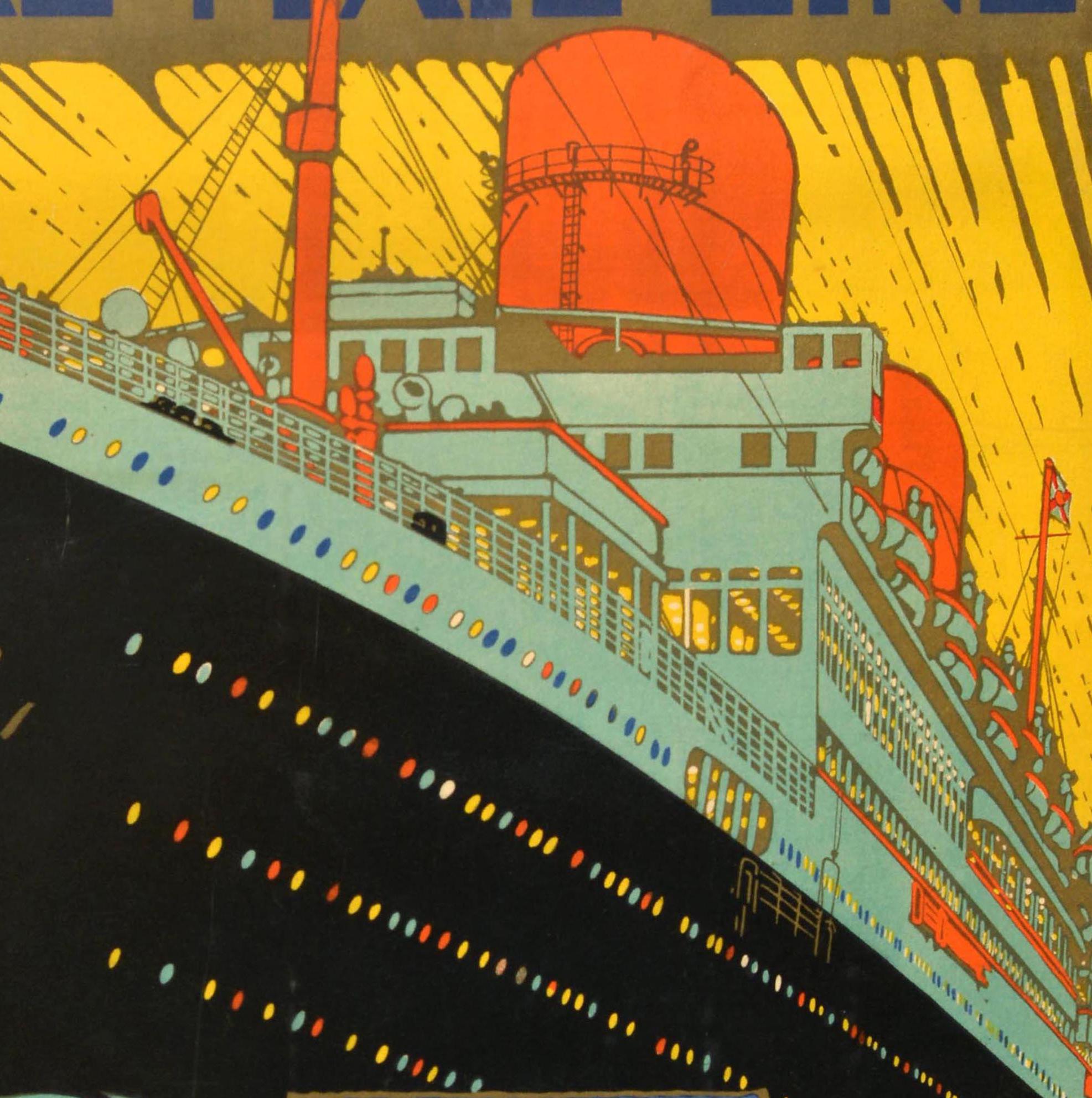 Affiche originale de voyage de croisière Royal Mail Line Art Déco Kenneth Shoesmith Bon état - En vente à London, GB