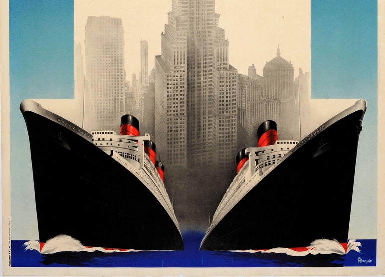 Original Vintage Cunard White Star Ocean Liner Poster