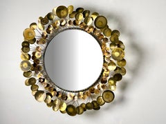 Original Vintage Curtis Jere Brass Raindrops Wall Mirror Sculpture Signed 1960s