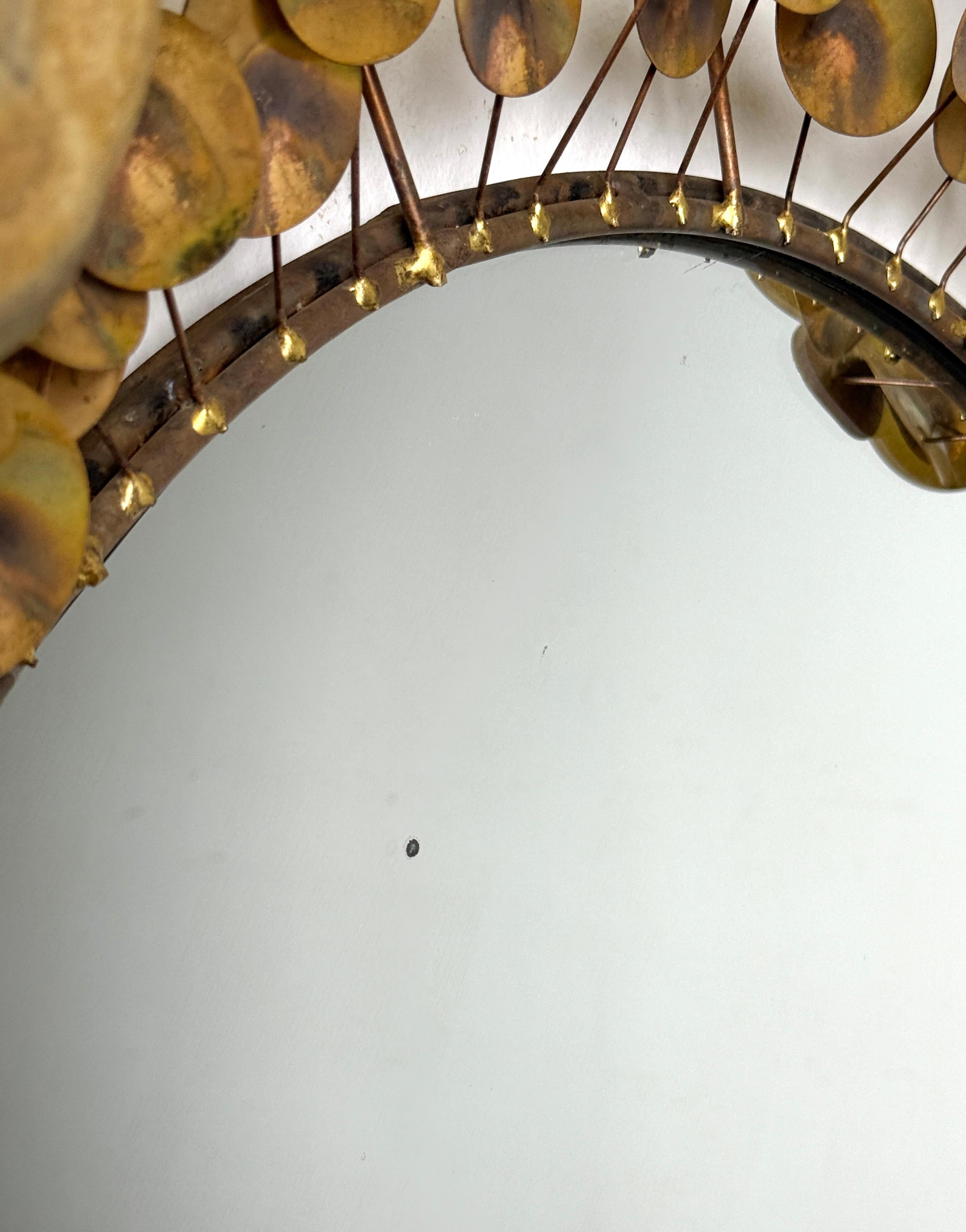 Scultura specchio da parete con gocce di pioggia in ottone originale d'epoca di Curtis Jere firmata 1960s in vendita 2