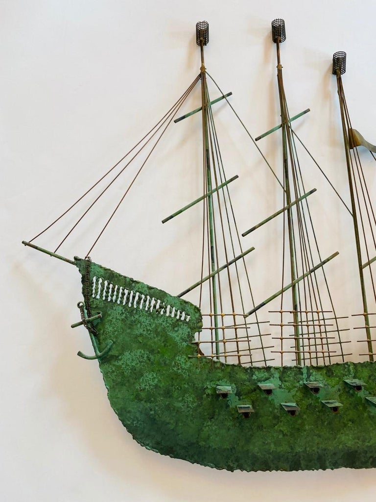 Original Vintage Curtis Jere Ship Boat Wall Sculpture For Sale at 1stDibs