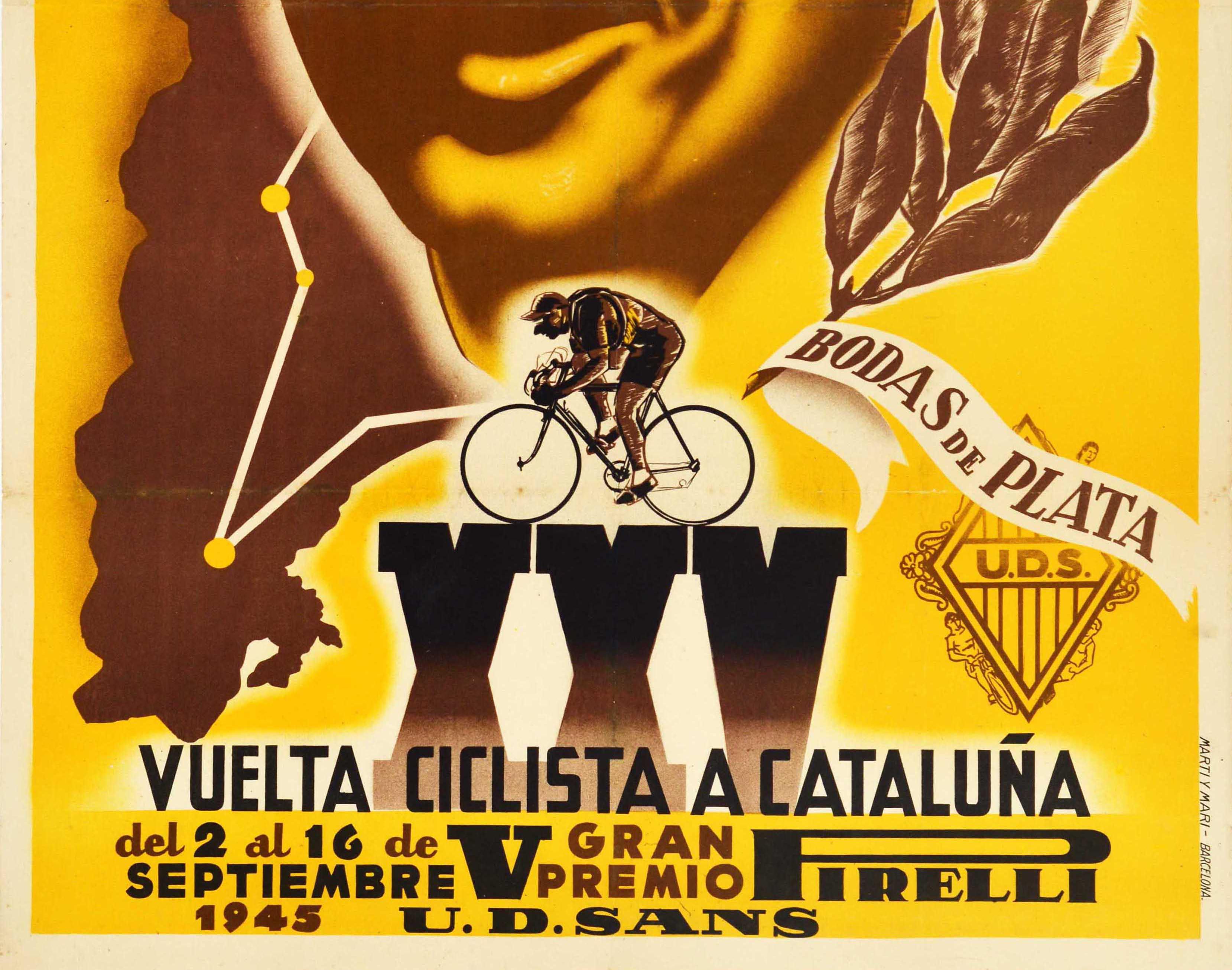 Original Vintage Cycling Race Poster Vuelta Ciclista Cataluna Race Spain Pirelli In Fair Condition For Sale In London, GB