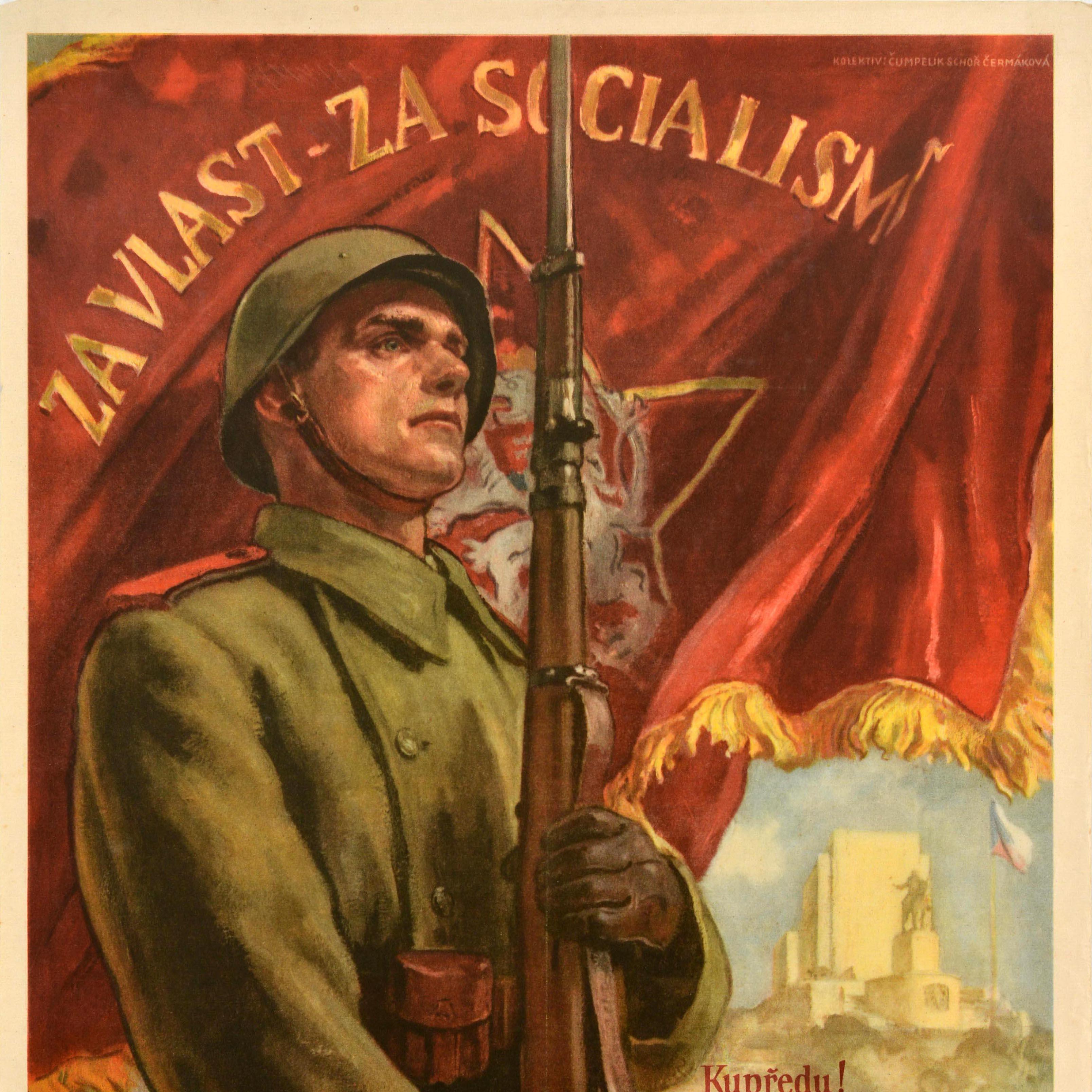 Original Vintage Czechoslovak Propaganda-Plakat für Mutterland für den Sozialismus (Tschechisch) im Angebot