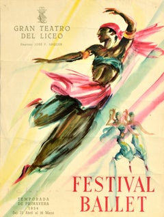 Original Vintage Dance Event Poster Ballet Festival Barcelona Spain Clapera