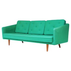 Original Vintage Danish Børge Mogensen Model 201 Sofa in Green Hallingdal Wool