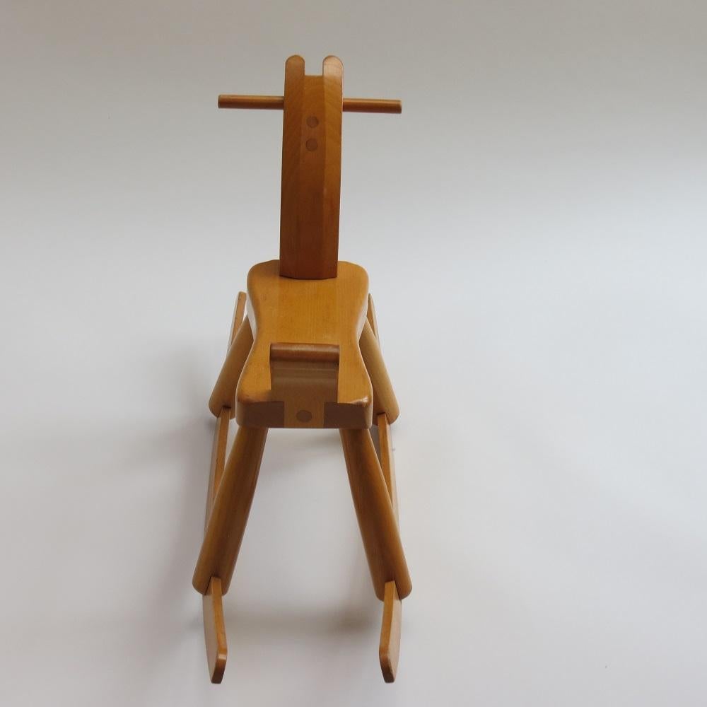 Original Vintage Danish Midcentury Kay Bojesen Wooden Rocking Horse, 1960s In Good Condition In Stow on the Wold, GB