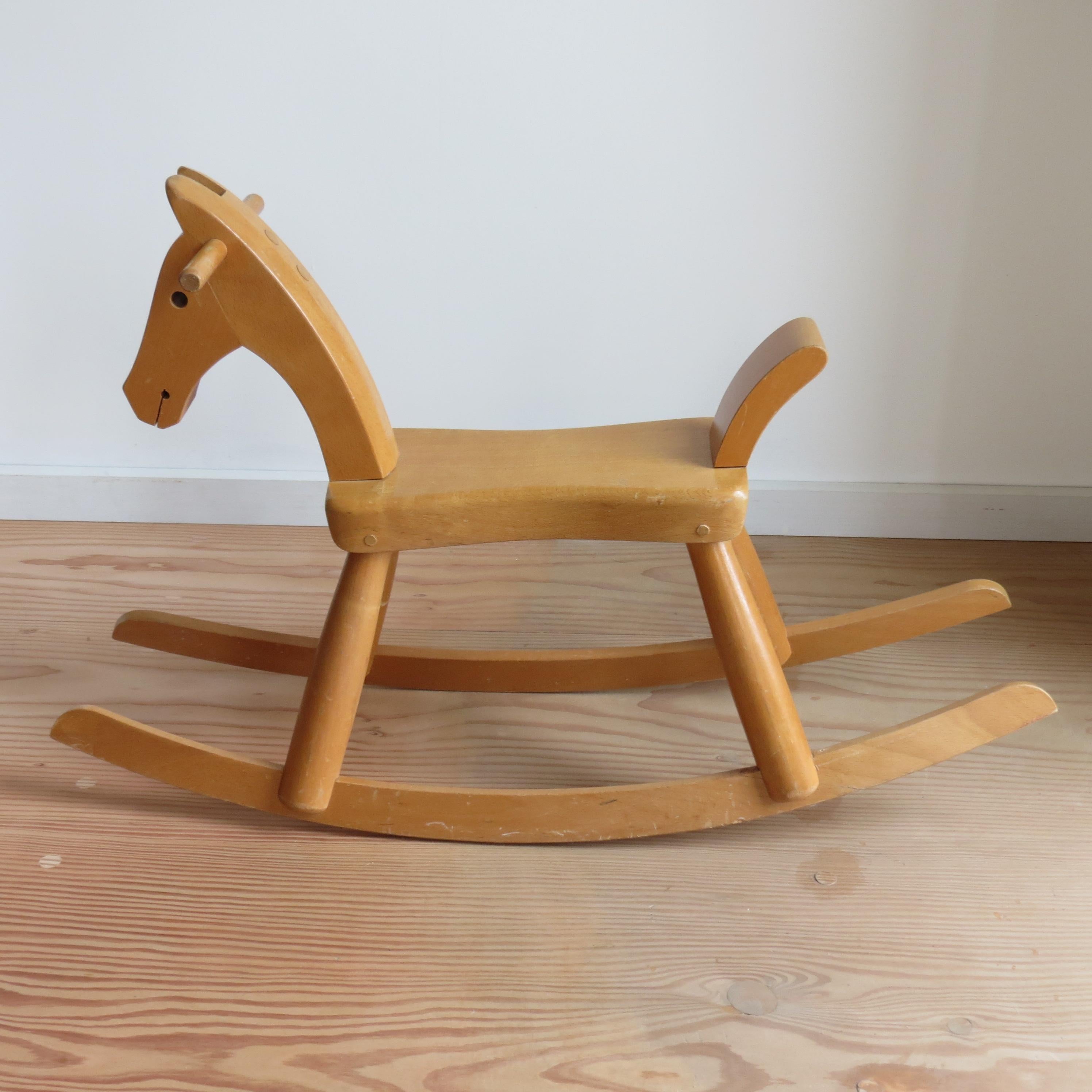 Machine-Made Original Vintage Danish Midcentury Kay Bojesen Wooden Rocking Horse