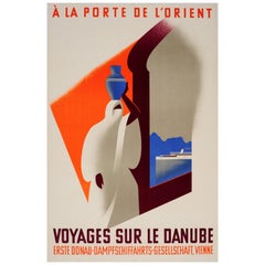 Original Vintage Danube River Cruise Ship Travel Poster - Voyages Sur Le Danube