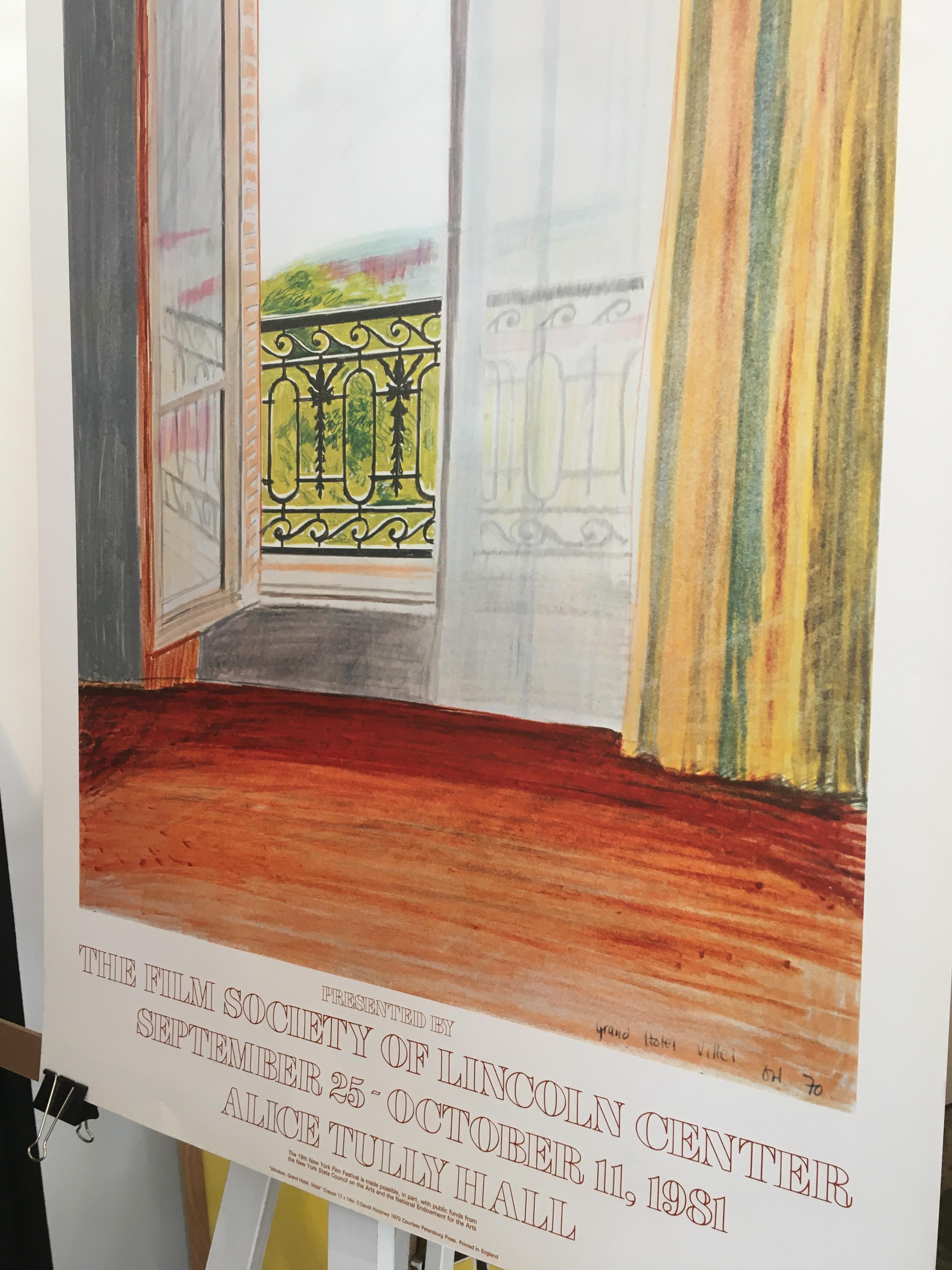 Modern Original Vintage David Hockney Exhibition Poster 'New York Film Festival', 1981