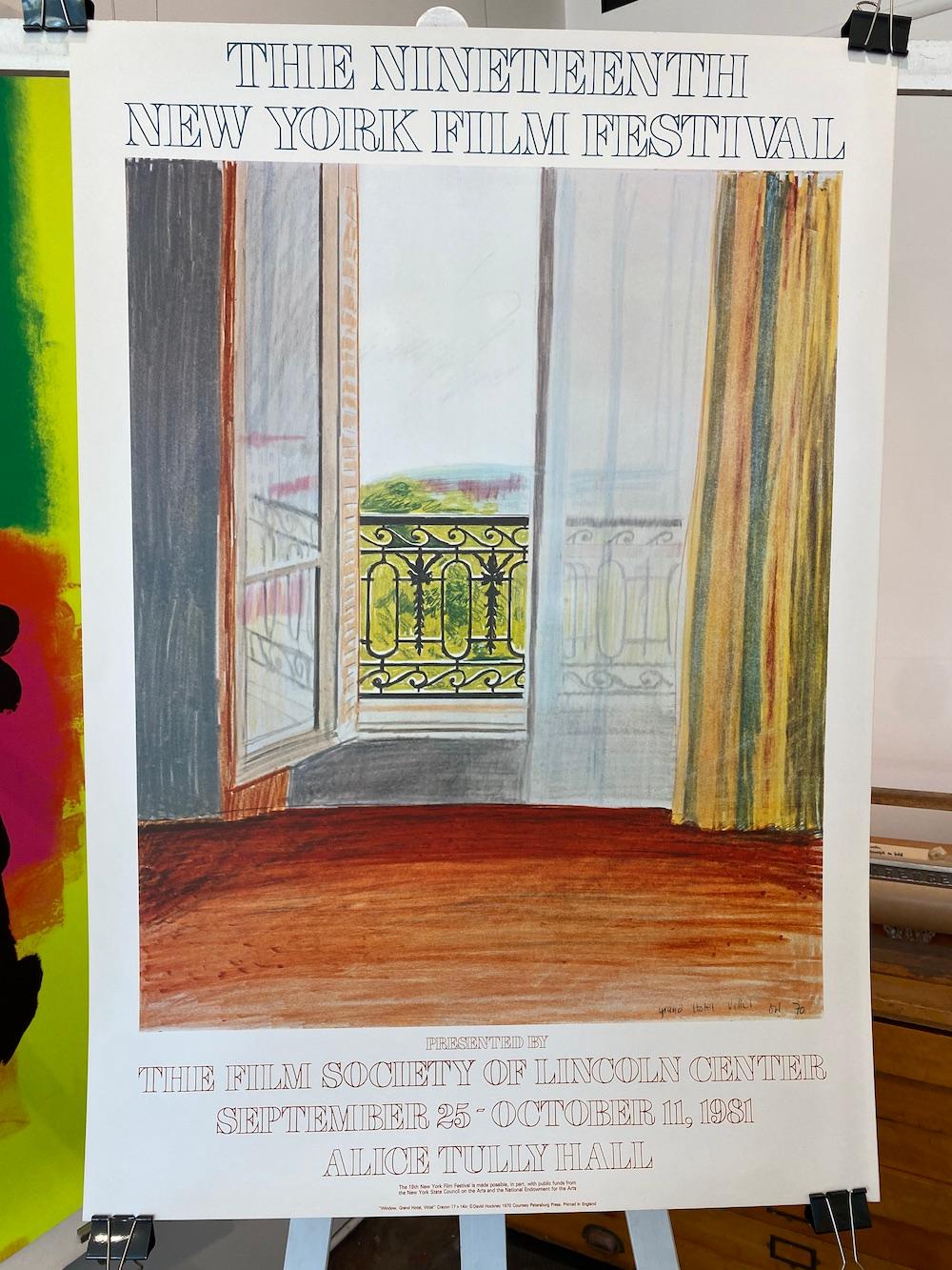 Moderne Original Vintage David Hockney Exhibition Poster 'New York Film Festival', 1981 en vente