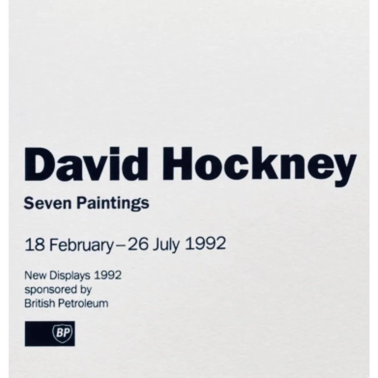 Mid-Century moderno Poster originale d'epoca di David Hockney Uomo sotto la doccia a Beverly Hills in vendita