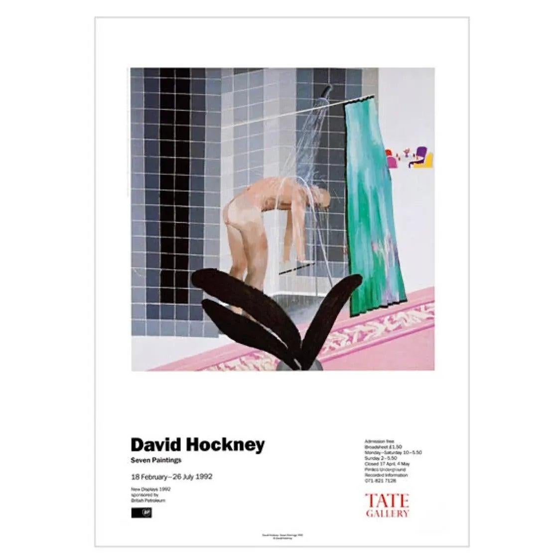 XX secolo Poster originale d'epoca di David Hockney Uomo sotto la doccia a Beverly Hills in vendita