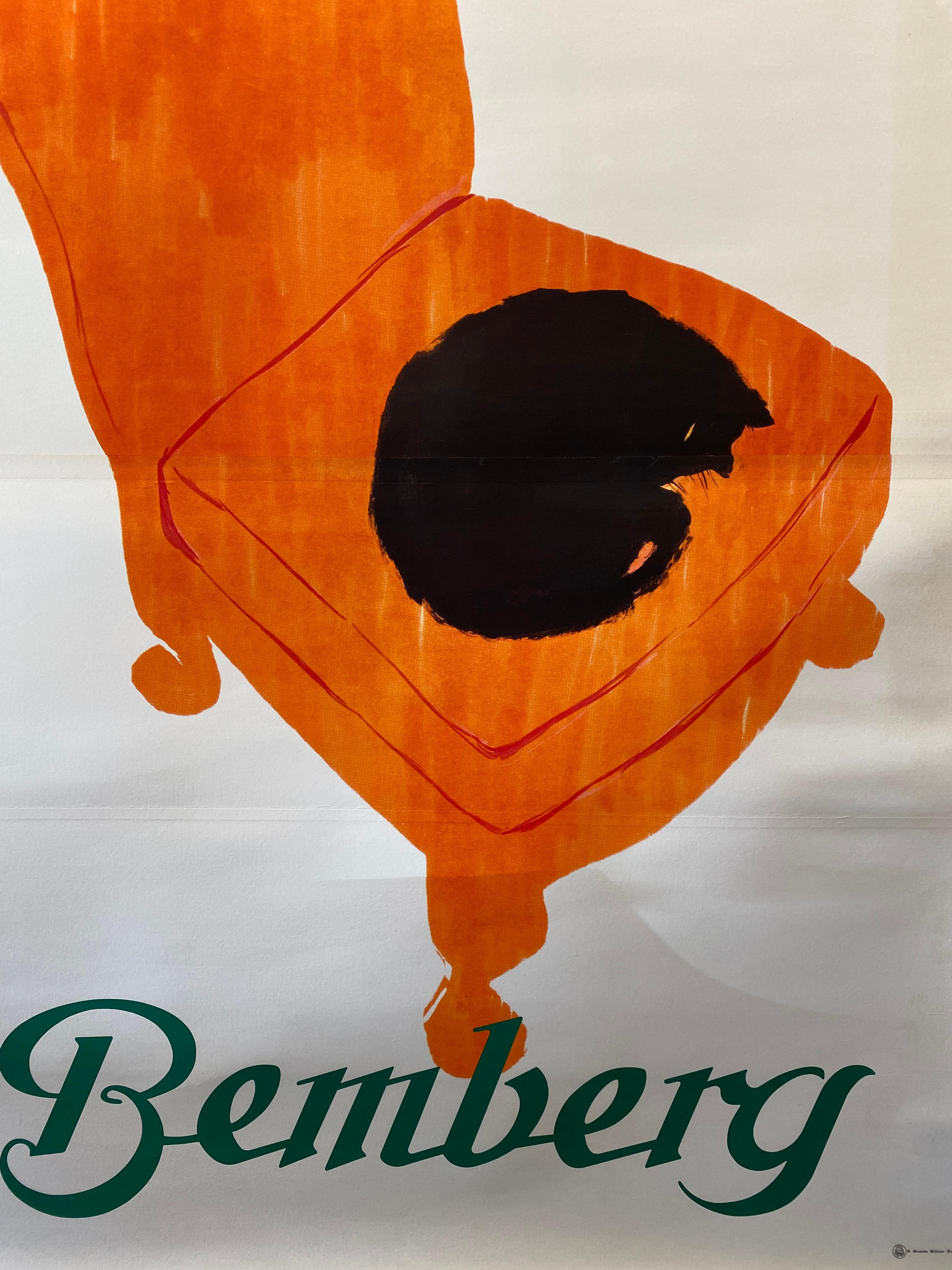 Originales Original-Vintage-Doppelblattplakat „Bemberg Arredamento Cat“ von Rene Gruau im Angebot 5