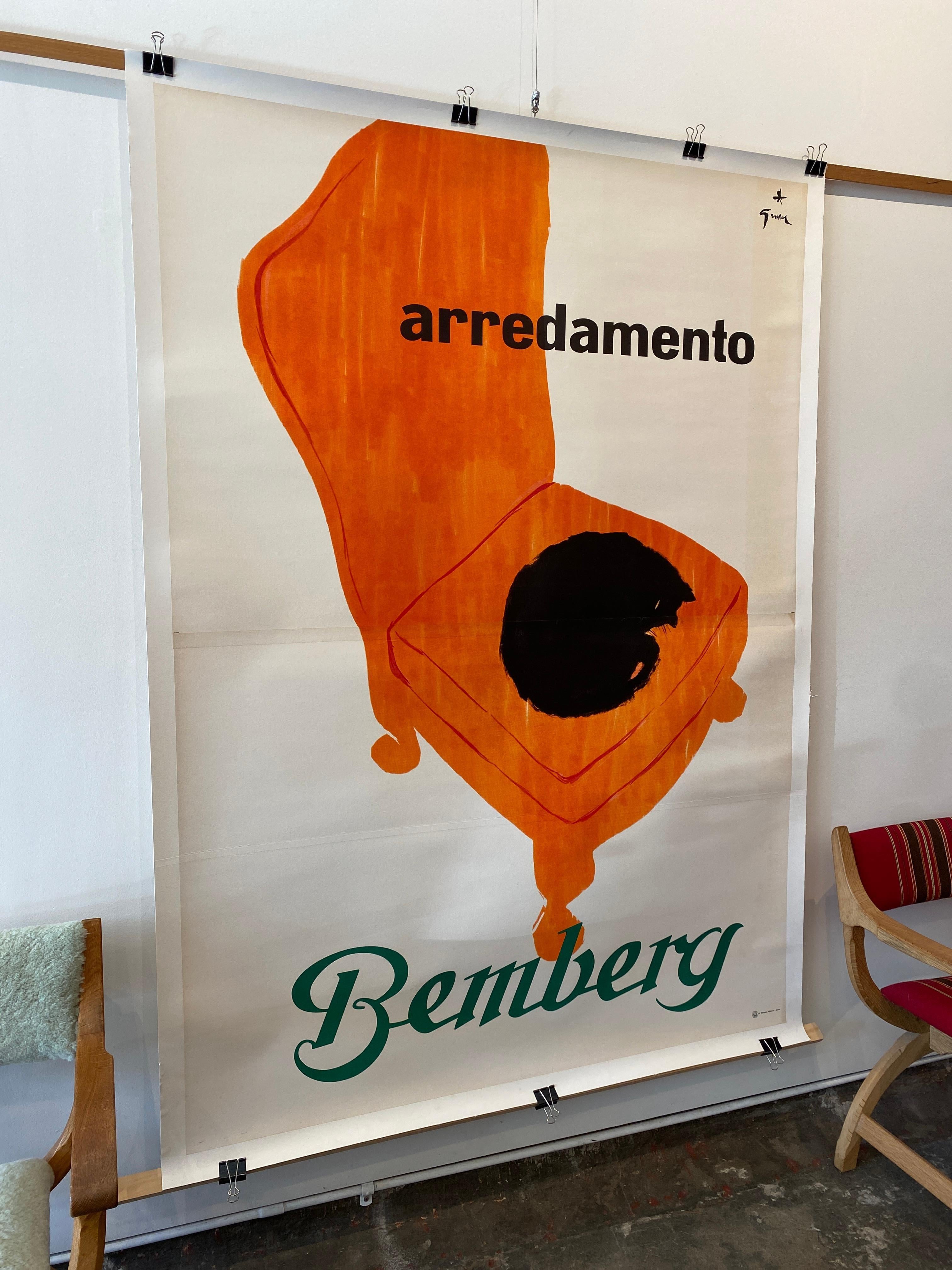 Originales Original-Vintage-Doppelblattplakat „Bemberg Arredamento Cat“ von Rene Gruau im Zustand „Gut“ im Angebot in Melbourne, Victoria