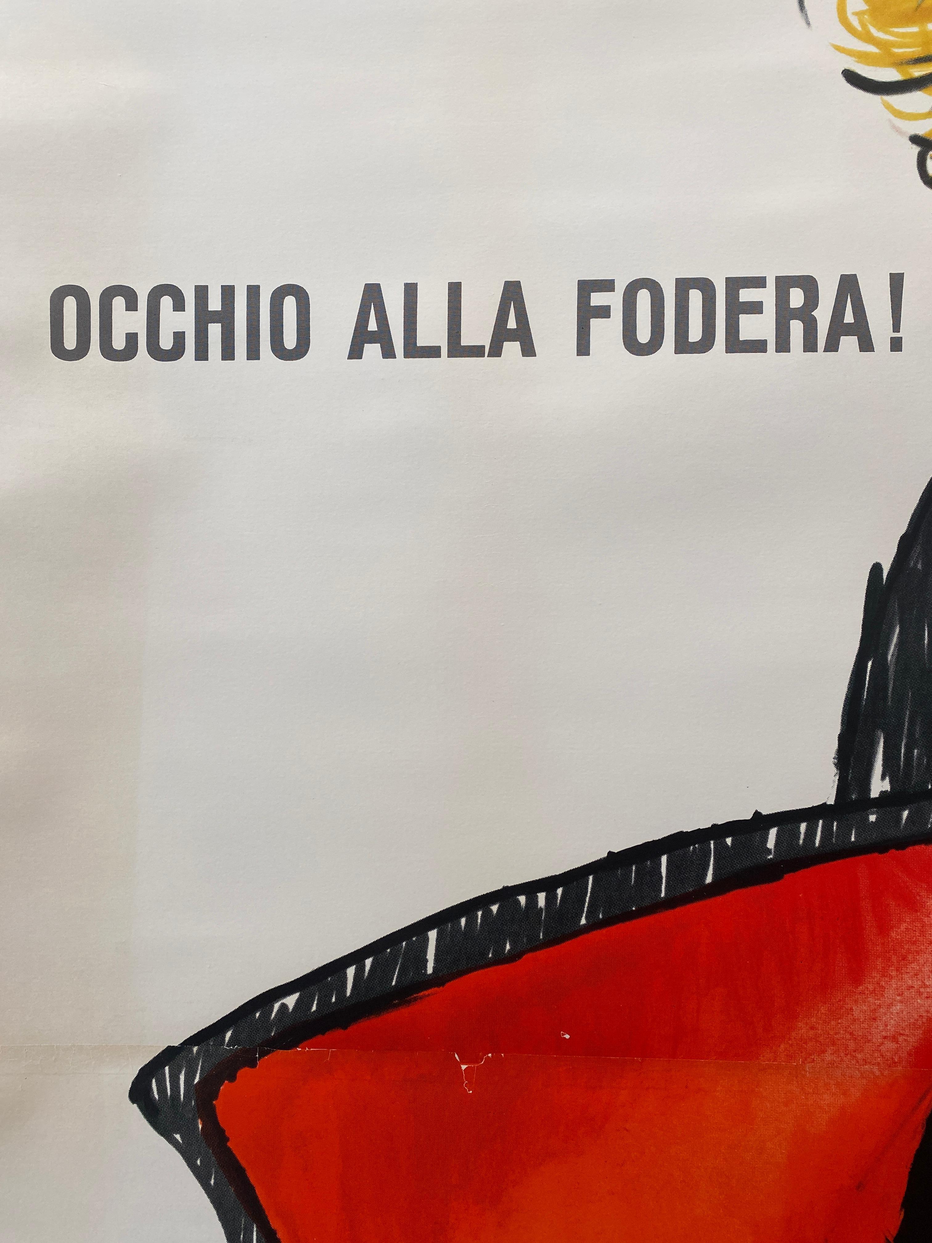 Original-Vintage-Doppelblattplakat „Occhio Alla Fodera“ von Rene Gruau, „Occhio Alla Fodera“ im Angebot 2