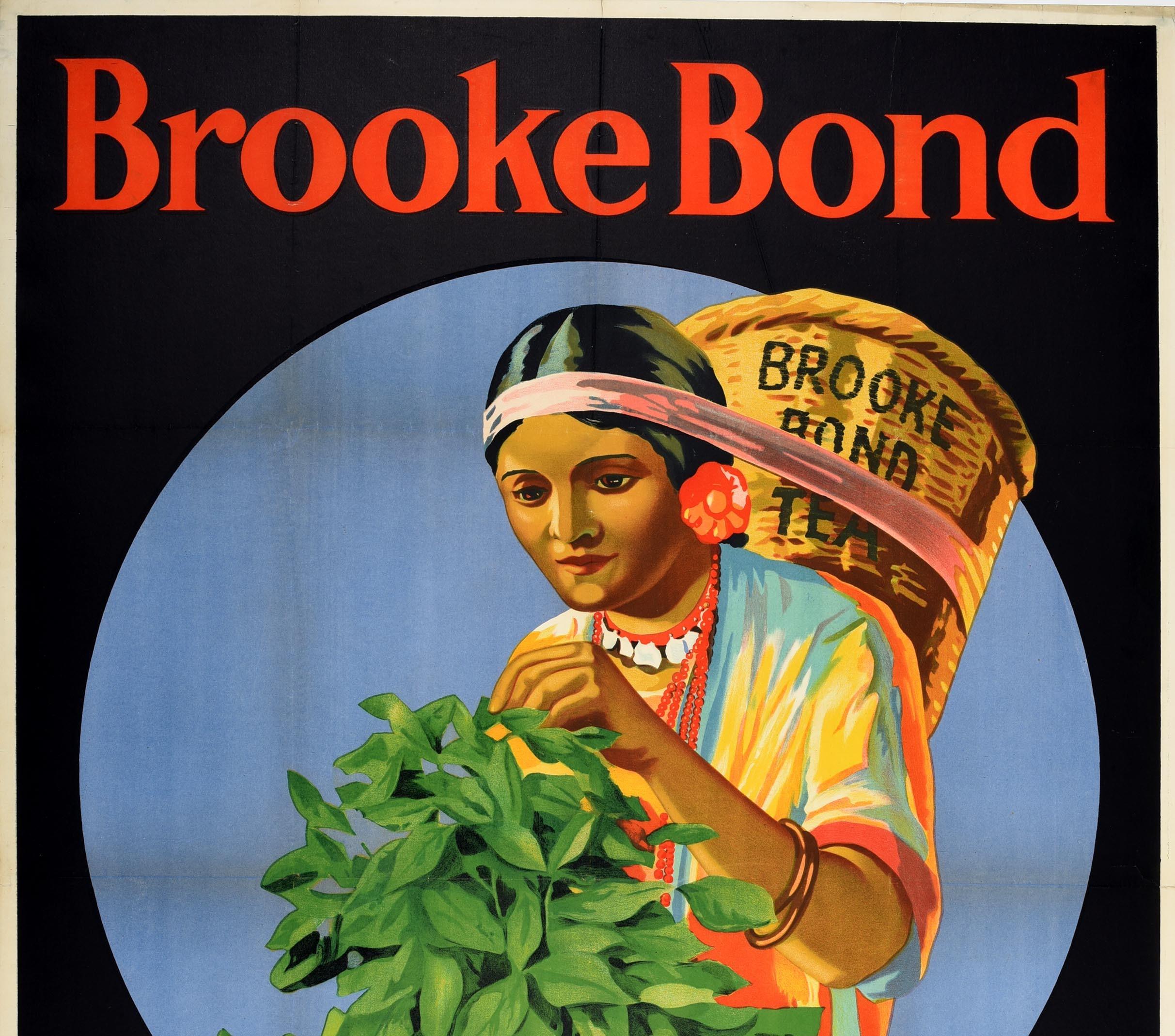 Britannique Affiche publicitaire originale d'époque pour les boissons Brooke Bond, Dessin d'un pichet à thé en vente